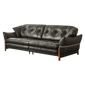 Canapé une place Mumo Furniture <span class=keywords><strong>Monet</strong></span> Vintage en cuir PU ciré à l'huile, style français antique, noir, rangée droite, salon, nouveau produit - Product Image 5