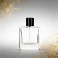 Flacon de parfum carré en verre plat 50 ml avec pulvérisateur à pompe, luxe, avec diffuseur à bâtonnets, finition mate dépolie, sérigraphie, 100 pièces