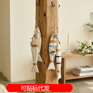Mediterranean Style Wooden Fish <b>Wall</b> Hanging Decoration Striped Design Home <b>Decor</b> Hanging Ornament - Product Image 5