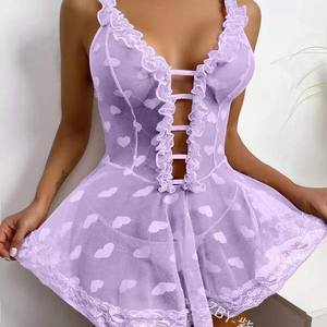 فستان نسائي شفاف من الدانتيل بدون أكمام، ملابس داخلية مثيرة للصيف، مبيعات ساخنة لحفلات البنات، متوفر بالجملة - Product Image 4