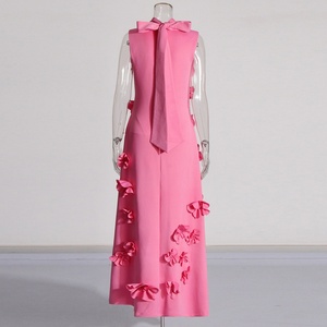 Abiti da Sera <span class=keywords><strong>Donna</strong></span> 2026 Stile Francese <span class=keywords><strong>Chic</strong></span> con Fiori 3D, Abito Lungo Elegante Senza Maniche a Collo Alto, Produttori di <span class=keywords><strong>Abbigliamento</strong></span> Femminile - Product Image 6
