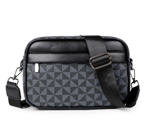 Petit sac bandoulière de luxe en cuir PU imperméable et durable à carreaux pour homme, idéal pour les trajets quotidiens et les voyages - Product Image 2