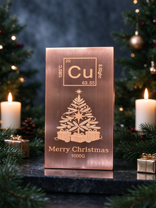 1000g Pure .999 Fine Copper Ingot Bar Christmas Tree Engraved Metal Plaque Commemorative <b>Gift</b> - Product Image 5