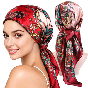 Nuova <span class=keywords><strong>Bandana</strong></span> in Raso con Motivo Paisley, Foulard con Fodera <span class=keywords><strong>per</strong></span> <span class=keywords><strong>Capelli</strong></span> Pre-Annodata, Copricapo in Raso <span class=keywords><strong>per</strong></span> Donne - Product Image 1
