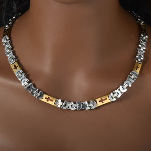 Bijoux de mode personnalisé 18k plaqué or en acier inoxydable croix Byzance chaînes à maillons colliers pour femmes - Product Image 2