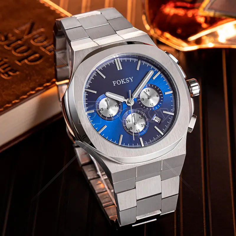 Custom Brand Logo 5ATM Water Resistant Watch Men Luxury Japanese Chronograph Quartz Best Watches for Men