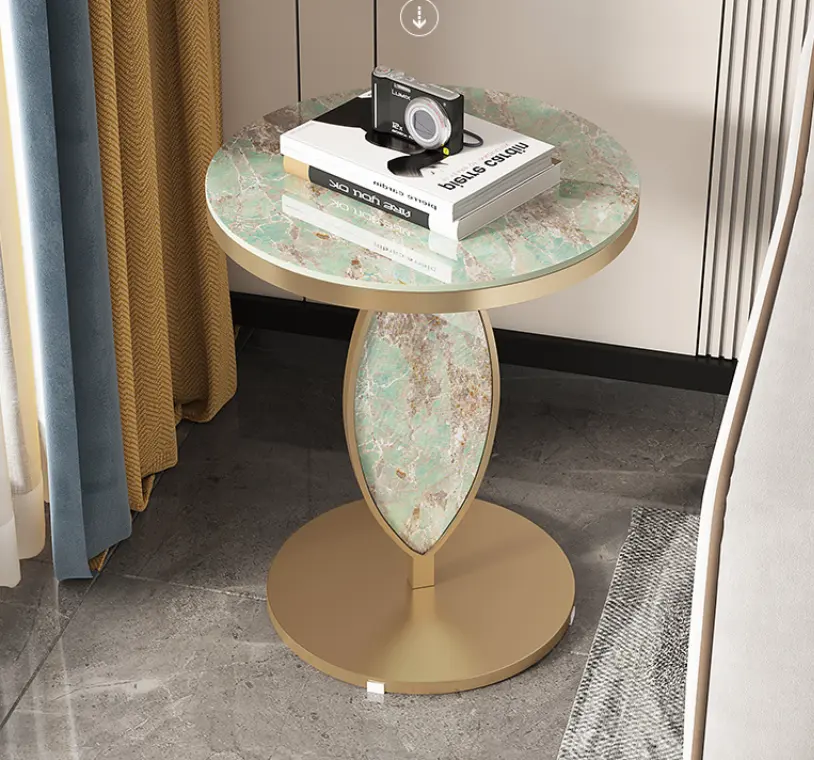 Table d'appoint en marbre, meuble de luxe moderne en or pour salon, chambre à coucher