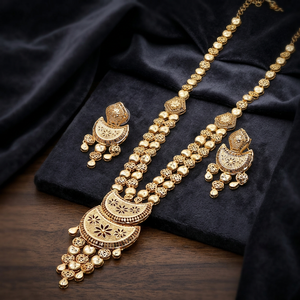 Joyería al por Mayor de Moda, Chapada en Oro de 14K, 18K y 24K, Collares Largos con Diseño Floral, Joyería India, Joyería de Latón Rellena de Oro - Product Image 2