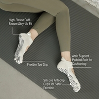 Chaussettes de yoga OEM personnalisées durables à cinq doigts pour femmes, antidérapantes, en coton, à bout ouvert, pour Pilates, Barre, Studio, Fitness, Entraînement