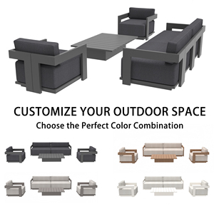 Hiện đại ngoài trời nhôm sofa Set với Bàn cà phê | không thấm nước <span class=keywords><strong>Patio</strong></span> phòng chờ đồ nội thất cho sân vườn sân vườn & công viên - Product Image 4