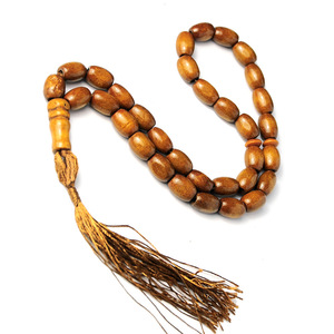 Vente en gros de 33 misbaha arabes du Moyen-Orient avec pompon, bracelet religieux unisexe en bois à perles elliptiques, bijoux de prière musulmans - Product Image 3