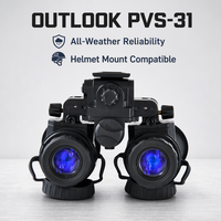 Teropong Penglihatan Malam OUTLOOK Gen2+ PVS31 Tabung Penguat Gambar Fosfor Putih IP67 Tahan Air Perbesaran 1x 1400-1600 FOM