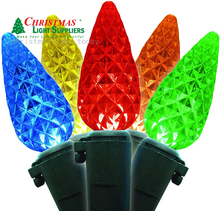 سلسلة إضاءة LED C6, سلسلة إضاءة led حسب الطلب متعدد الألوان 70 عد الأوجه قطع الكريستال LED c6 سلسلة أضواء عيد الميلاد ضوء حبلا الأوجه led C6 أضواء