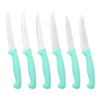Ensemble de couteaux à steak ergonomiques en acier inoxydable 6 pièces pour chef avec couteaux à éplucher et utilitaires, manche en PP sûr, prise en main facile