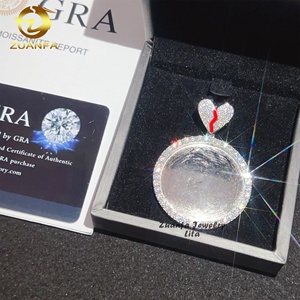 Nuovo Arrivo Ciondolo Personalizzato Hip Hop in Argento 925 a Forma di Cuore Spezzato con Foto e Moissanite - Product Image 2