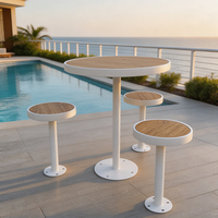 Ensemble table et tabourets de bar ronds en acier galvanisé HPL imperméable, mobilier de jardin extérieur durable, table de bistrot pour patio, salle à manger de jardin