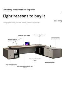 ボスのデスク会長のオフィステーブルと椅子の組み合わせモダンウッドエグゼクティブマネージャーのテーブルとストレージオプション - Product Image 4