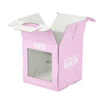 Boîte à gâteau personnalisée avec fenêtre, emballage avec poignée, emballage pour boulangerie, emballage pour desserts, impression de logo, boîte à gâteau en carton ondulé