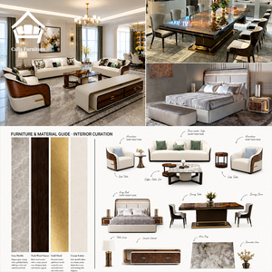 Set di Divani di Lusso per Soggiorno 1+2+3, Divano <span class=keywords><strong>in</strong></span> Legno e Pelle Crema con Tavolino <span class=keywords><strong>in</strong></span> <span class=keywords><strong>Marmo</strong></span>, Personalizzazione Completa per Tutta la Casa - Product Image 5