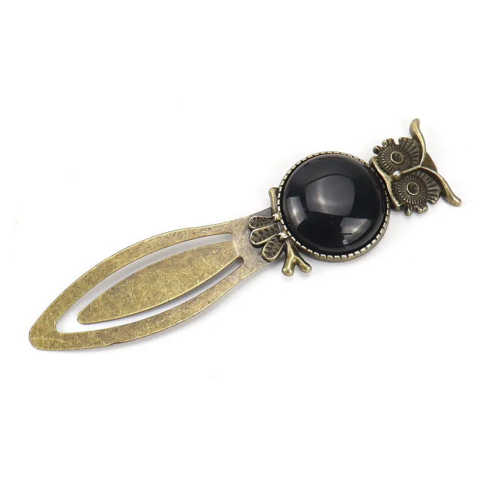 FangShui segnalibro in metallo Vintage in bronzo gioielli a forma di gufo segni di libro Vintage bronzo pietre preziose gioielli per sublimazione