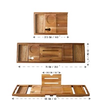 Accessoires de salle de bain extensibles Plateau de bain pour baignoire (bois d'acacia)