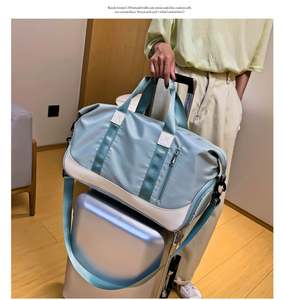 Sac de sport pour femme, sac de yoga, séparation sec/humide, couleur unie, bandoulière courte, sac de voyage portable pour courte distance - Product Image 6