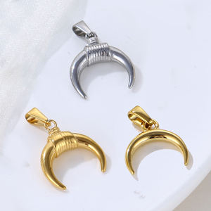 18k liontin klakson bulan sabit wanita, perhiasan minimalis berlapis emas cantik liontin setengah bulan untuk wanita bahan baja tahan karat - Product Image 1