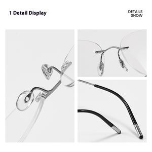 エリートチョイスERSIユニセックスファッショナブルなポリゴンリムレスハーフフレームリーディングメガネ純粋なチタン超軽量アンチブルーライト - Product Image 4