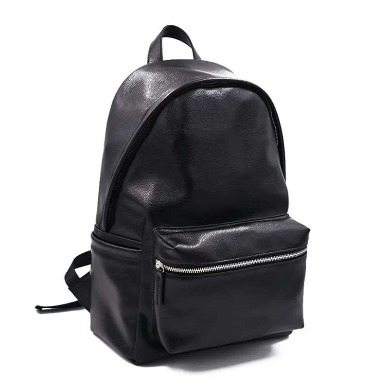 customized luxury soft black real genuine cow leather fashion mens laptop travel backpack