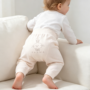 Pantalon <span class=keywords><strong>Harem</strong></span> Bébé en Pur Coton, Taille Haute, Protection Ventre, Motif Canard, Cheville Élastique, Entrejambe Ample, Pantalon <span class=keywords><strong>de</strong></span> Nuit pour Nourrisson - Product Image 1