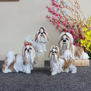 Regalos Únicos para Amantes de los Perros, Escultura de Resina de Simulación, Figura Realista de Perro Maltés, Estatuas de Perro Shih Tzu Artificiales y Realistas - Product Image 3