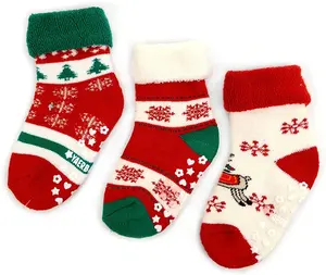 Heißer Verkauf hohe qualität Cartoon Nette Anti-Rutsch Kinder Weihnachten Baby Socken, Kinder Socken