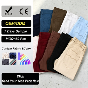 Pantalon cargo décontracté pour homme - Coton écologique respirant et infroissable, denim personnalisable avec braguette zippée et poches taille haute - Product Image 1