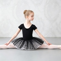 Robe de tutu de ballet noire pour filles Winora avec jupe en tulle à pois, matière spandex/coton, tenue de performance pour enfants