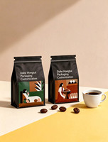 Sac carré en plastique transparent mat recyclable avec impression de logo personnalisée, fermeture éclair supérieure, sachet pour grains de café avec valve