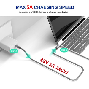 Черный Тип C к Usb длинный кабель 240 Вт Быстрая зарядка 20 Гбит/с передача данных высокого разрешения для ноутбука/док-станции/компьютера - Product Image 4