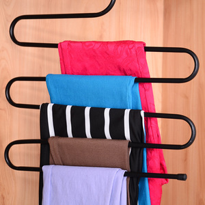 Multi-layer S-shaped trouser hanger, multi-functional trouser <b>clip</b>, wardrobe scarf rack, wrought iron powder-coated magic - Product Image 4