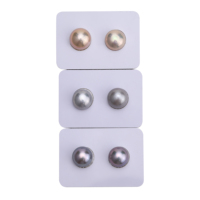 Perles d'eau douce de qualité AAAA de 11,5 à 12 mm, en forme de bouton/pain, de couleur rose/gris, en vrac, à moitié percées