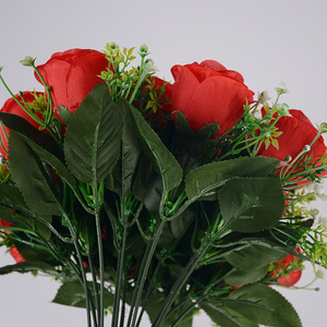 Bouquet de 18 roses artificielles en tissu de soie, décorations pour Noël, remise de diplôme, Pâques, salon, fausses roses - Product Image 3