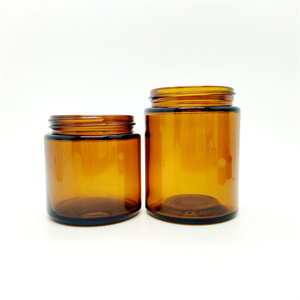 Honig glas 1oz 2oz 4oz 8oz Frosted Clear Amber Leeres Gesicht Creme behälter Glas Kosmetik glas mit schwarzem Bambus deckel - Product Image 5