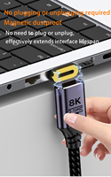 Câble magnétique HDMI 2.1 8K 60Hz 48 Gbps tressé en nylon pour charge rapide, synchronisation audio-vidéo pour ordinateur portable, ordinateur, téléviseur, projecteur, jeux
