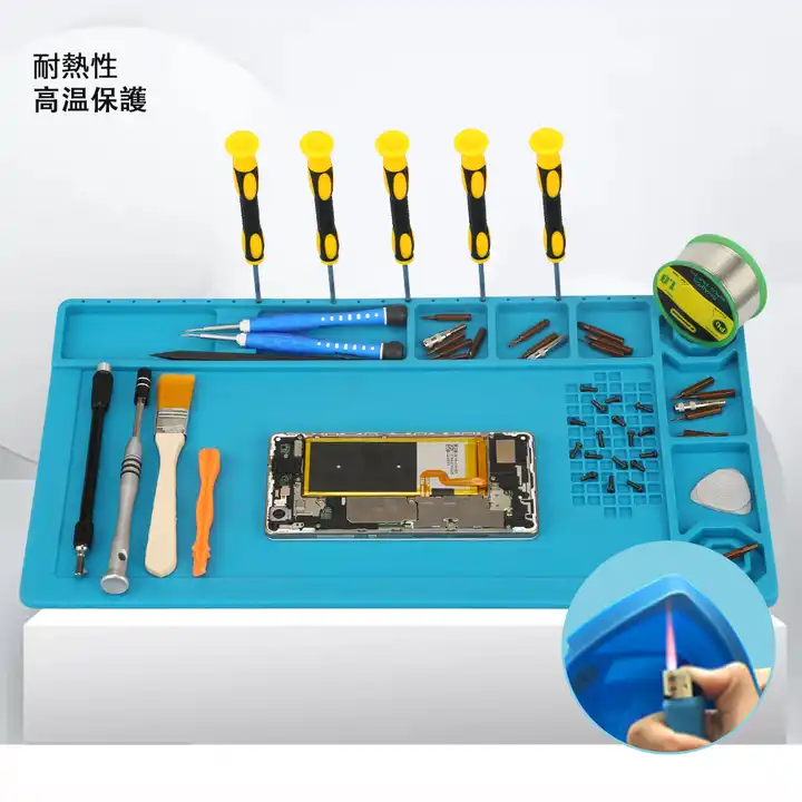 Silicone Solder Mat, Magnetic Heat Insulation Work Mat, With Tools