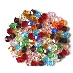 PandaHall 3mm Faceted Bicone Mixed Color Glass Crystal Beads