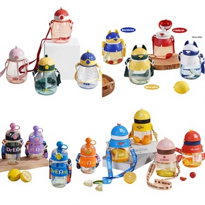 Promotion Children's Outdoor PC Plastic Drinkware Cute Cartoon Baseball Cap-Strap Leak-Proof Eco-Friendly Anti-Slip Reusable