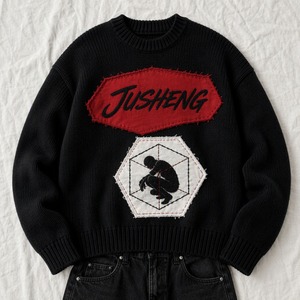 Sudadera Personalizada Oversize Corta con Cuello Redondo, Algodón Grueso Cepillado, Parche con Bordado <span class=keywords><strong>3D</strong></span>, Lavado Vintage - Product Image 1