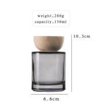Bouteilles diffuseurs d'arômes en verre rond givré transparent de luxe de 150 ml pour désodorisants d'air avec bâtonnets et couvercle en bambou personnalisé