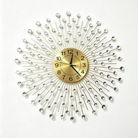 70cm Large Size Luxury Home Decor Quartz Needle Metal Crystal Acrylic 3D Nordic Diamond-Studded Bedroom Wall Clock