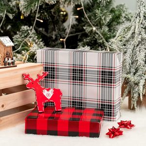 Christmas <b>Wrapping</b> <b>Paper</b> Red Black Buffalo Plaid Reversible 17x32.8 Feet Gift Craft <b>Paper</b> - Product Image 4