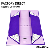 Boîte cadeau biodégradable imperméable magnétique violette avec logo personnalisé, emballage rigide pliable, boîte en carton de luxe pliable