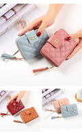 Dompet kulit ramping Mini murah kecil minimalis baru untuk wanita perempuan wanita dompet gaya rumbai tipis